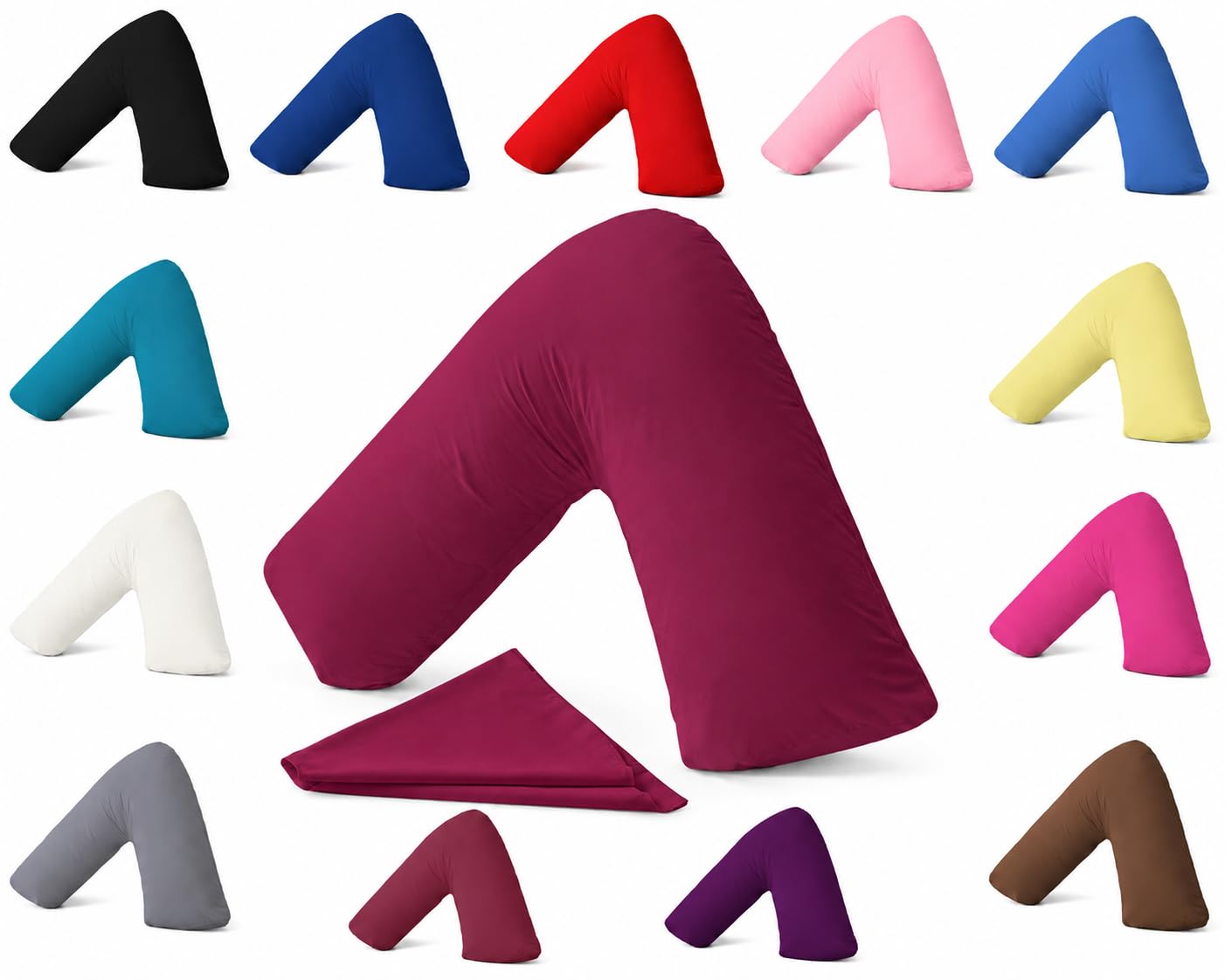 AmigoZone Plain Polycotton Back & Neck Support V Shaped Pillowcase Orthopedic/Pregnency/Nursing Pillow Case (Burgandi/Wine) โ image 1