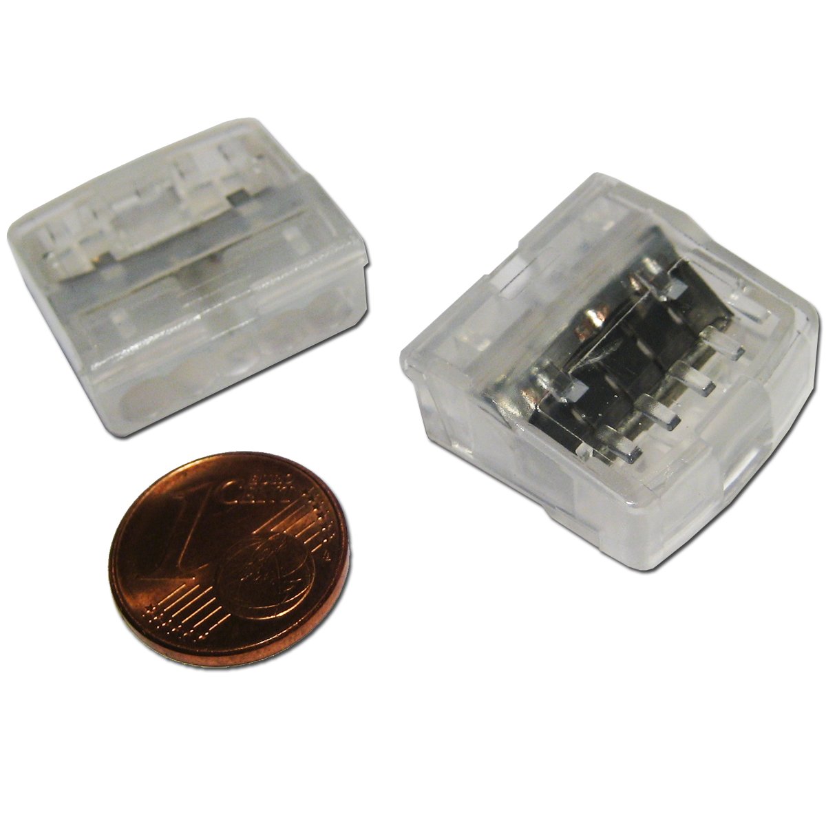 250er Großpackung Dosenklemmen, 5-polig, 1-2,5mm² transparent, 250 Stück Dosenklemmen für Kupferleiter von 1,0-2,5mm², 5 Klemmstellen