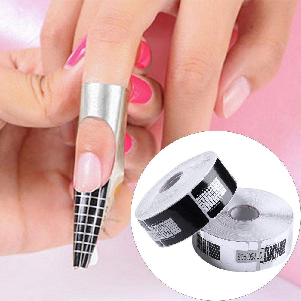 FOK 25 Pieces Nail Art Extension Tip Acrylic Nail/UV GEL Form Guide Sticker - Silver