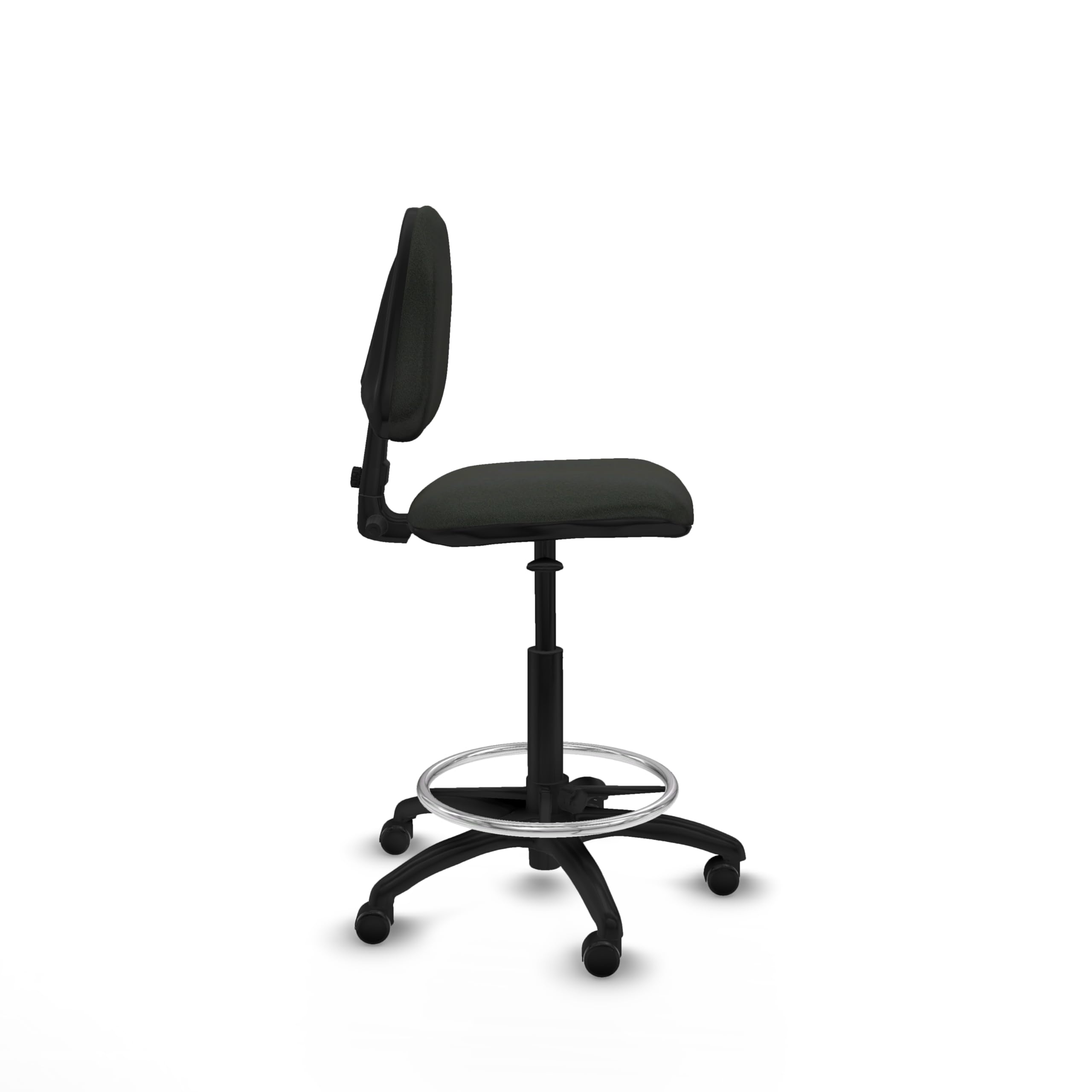 Piqueras y Crespo Taburete Isso: Taburete de Trabajo con Ruedas Ideal para Oficina, Silla recepcion Alta y Comodidad con Respaldo Regulable en Altura -