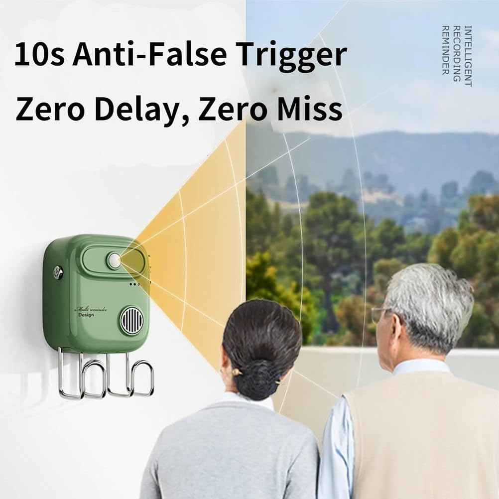 Motion Activated Voice Player Smart Voice Reminder with Hook - Recordable Voice, Safety Reminder, Point of Sale Advertising, Door Greeter, Entry Alert,Daily Reminder,Green