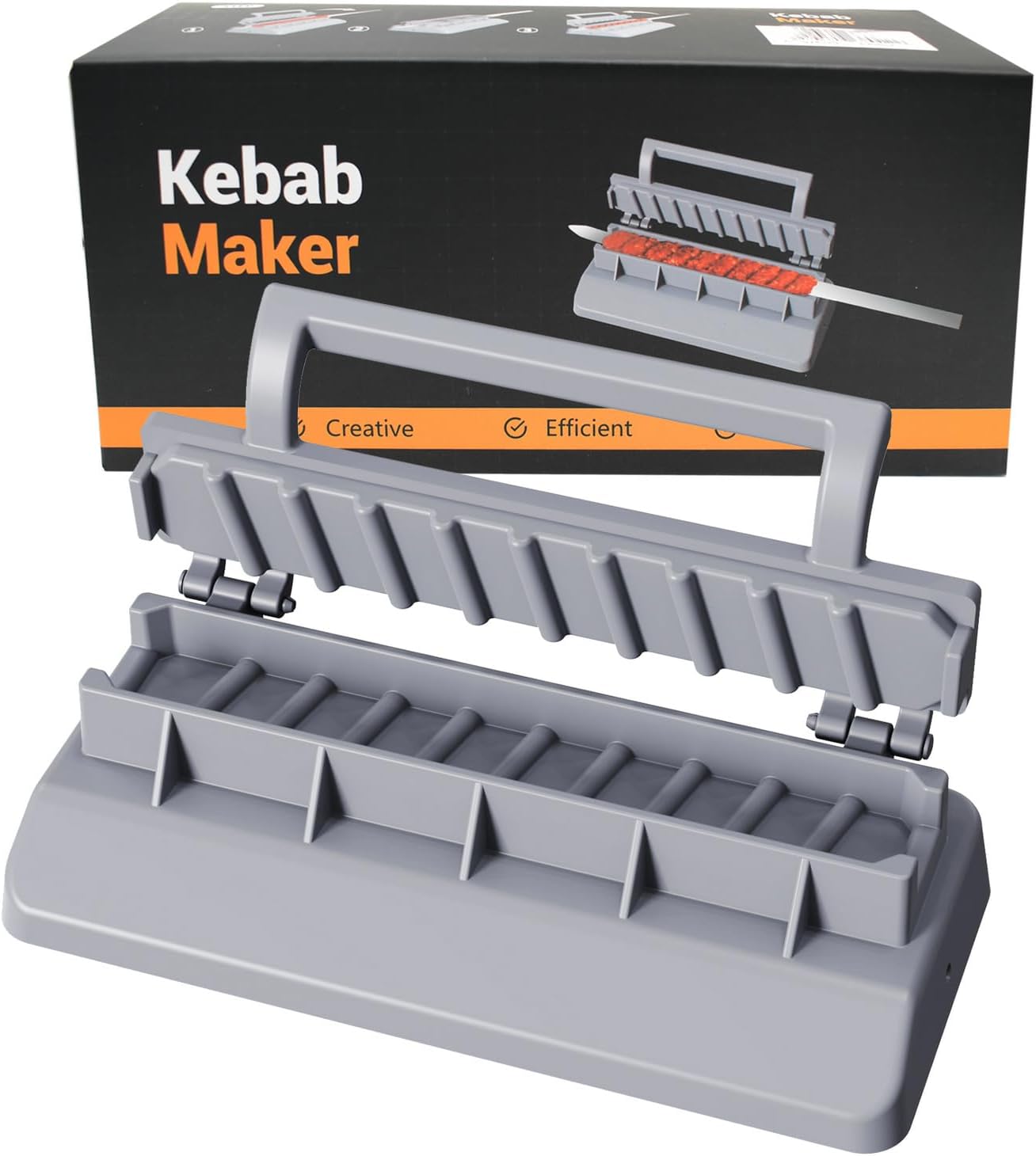 Large Kebab Maker Press, Gray Plastic Kabab, Manual Kabob Mould, Kabob Maker Barbecue Skewers Form Your Kofta Kebab Like a Traditional Chef Handmade Kebab