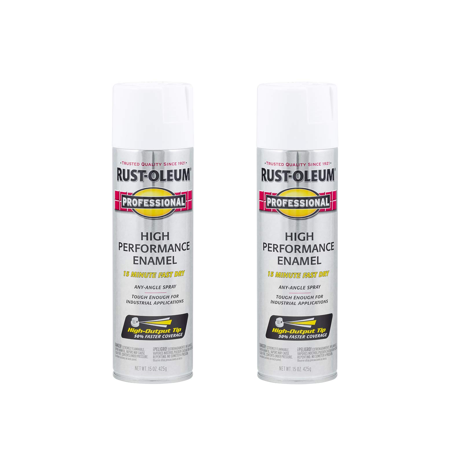 Rust-Oleum 7592838-2PK Professional High Performance Enamel Spray Paint, 15 Oz, Gloss White, 2 Pack