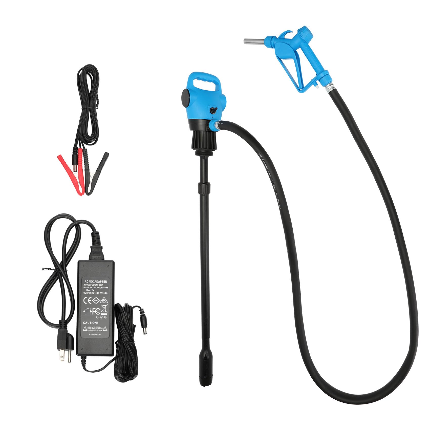 Electric Drum Barrel Pump, 55 Gallon Electric Drum Pump with 120V AC/12V DC Dual Power & Built-in 2-Inch Bung Adapter, 7.4 GPM High Flow Rate for DEF, Diesel, Water, Antifreeze