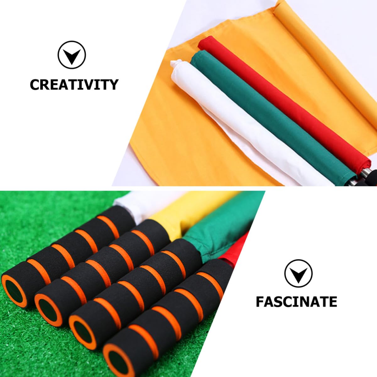 Amosfun Drapeaux D’arbitre de Football 4 Pcs en Tissu Imperméable Tiges en Acier Inoxydable Antirouille et Poignées en Mousse Confortables – Drapeaux de Signalisation Portatifs pour