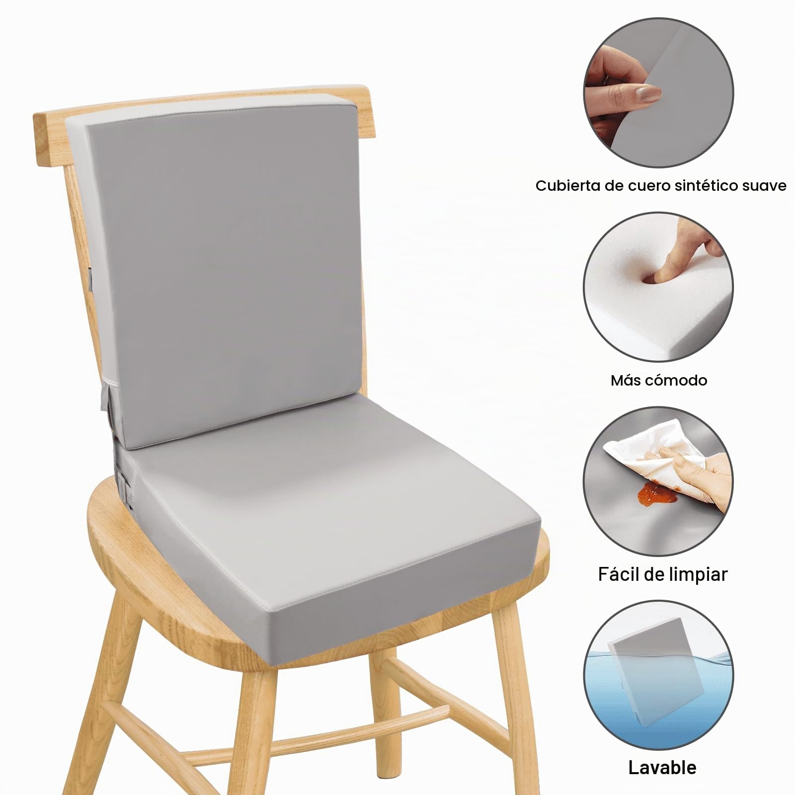 Asiento Elevador para Niños, PU Asiento Elevador Infantil Cojines para Tronas para Bebé de Lavable y Ajustable Elevador de Asiento para Silla de Comedor