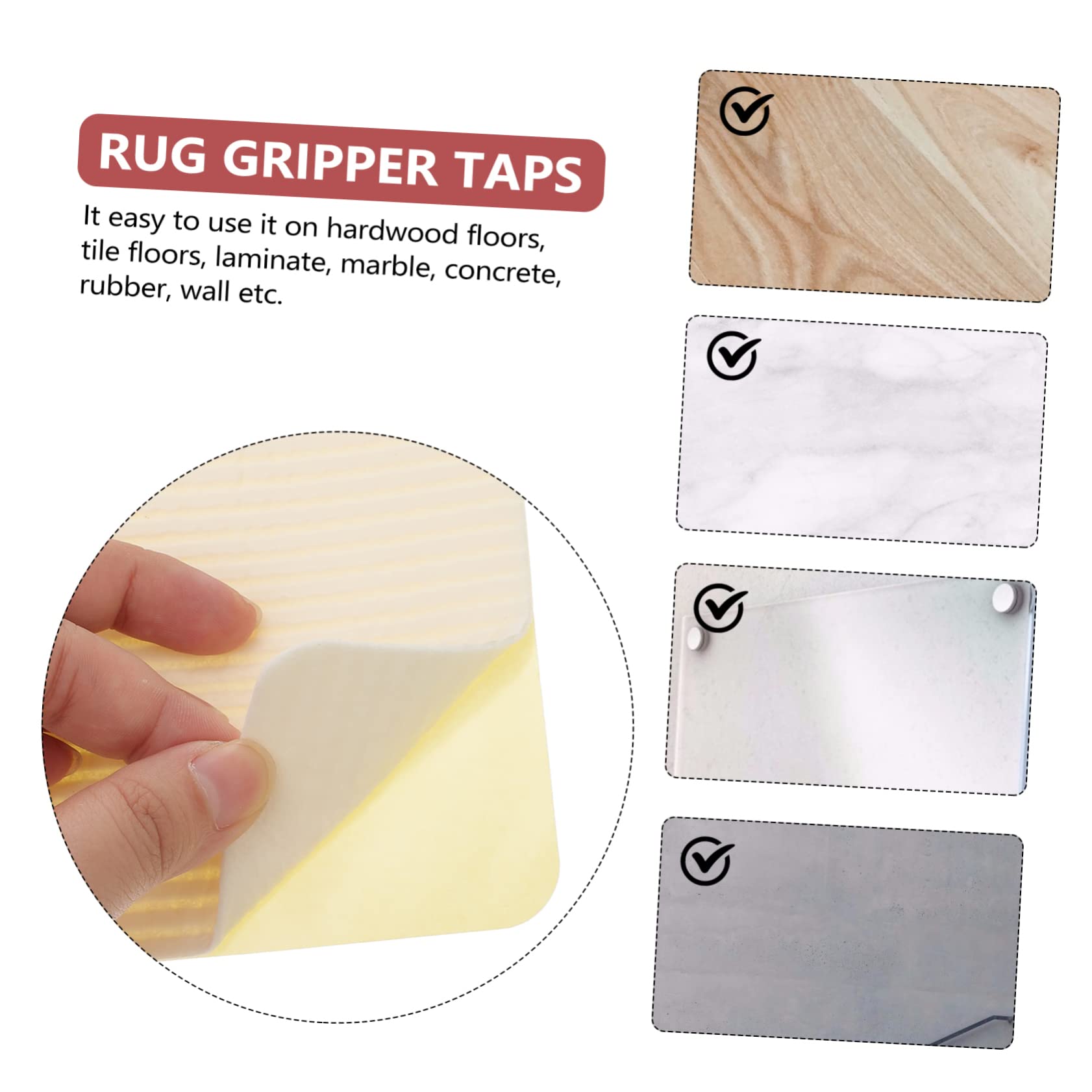 Alipis 16pièces Pads Antidérapants Auto-adhésifs pour Tapis Grippers pour Sols Durs Faciles à Installer Et Réutilisables