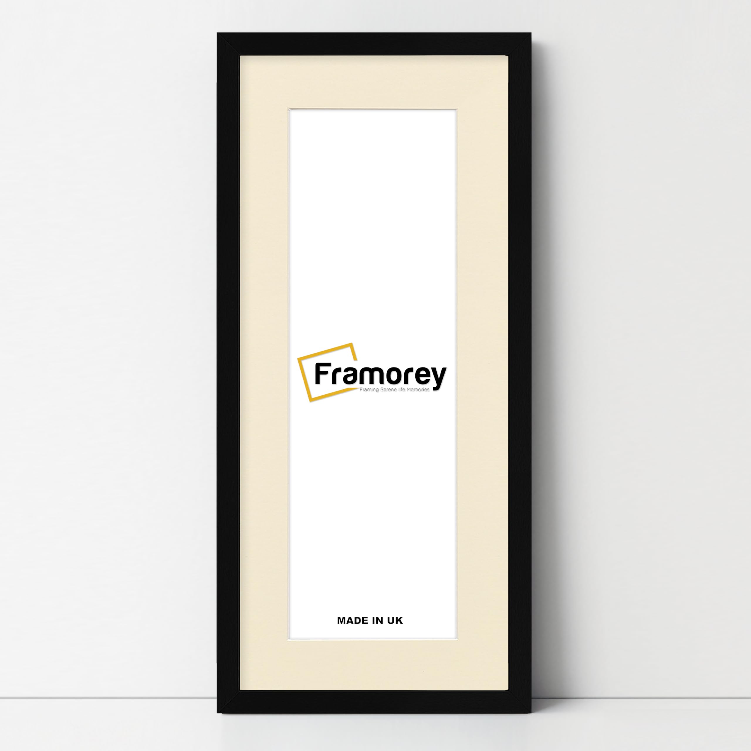 Framorey Framing Serene Life Memories Black With Ivory Mount Framorey Oxford Thin Picture Frame, 26X12" Black Photo Frame With 22X8" Ivory Mount, Art Poster Frame, Photo Print Frames, With A High Clarity Styrene Shatterproof Perspex Sheet