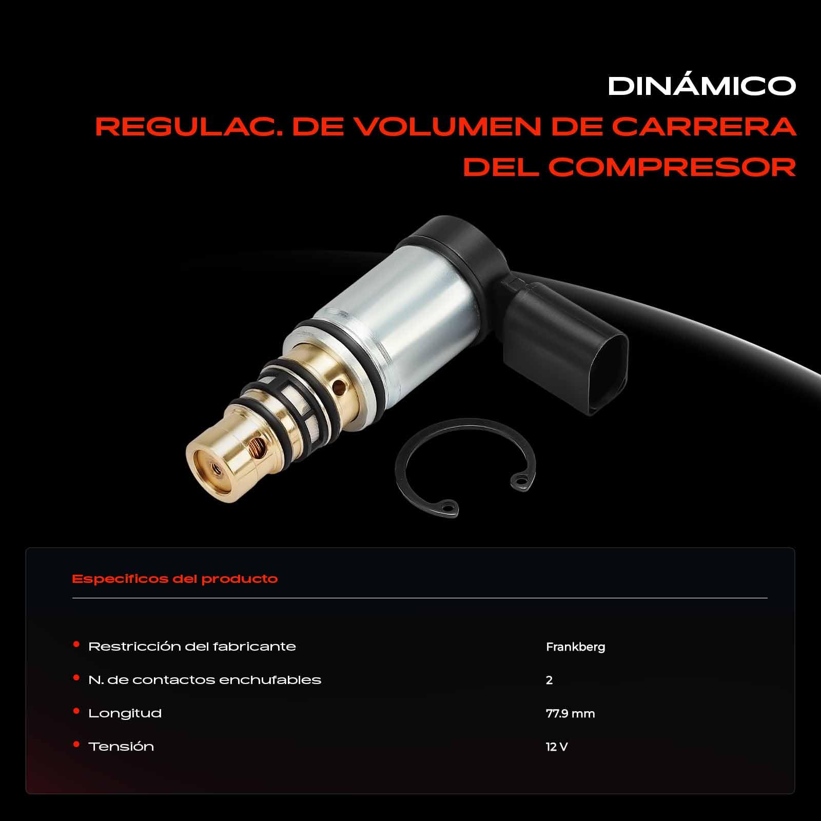 Frankberg Válvula reguladora del aire acondicionado del compresor 2 Ranuras Compatible con A1 A3 Q2 Q3 TT Beetle Golf P.a.s.s.a.t Polo S.c.i.r.o.c.c.o T.i.g.u.a.n Replace# 1K0260839