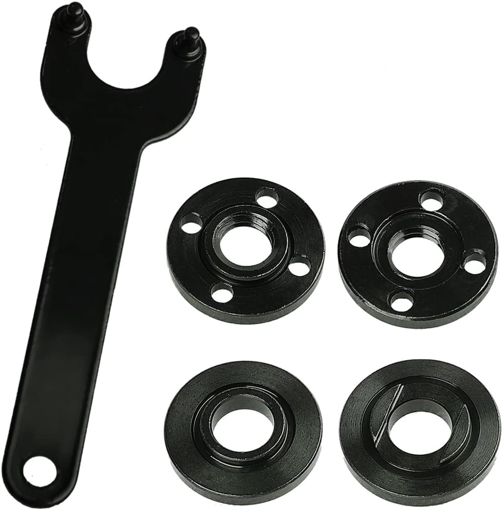 Set of 5 Grinder Flange Replacement Parts 5/8-11 Grinder Nuts with Spanner Wrench, Angle Grinder Attachments Compatible with Dewalt Milwaukee Ryobi