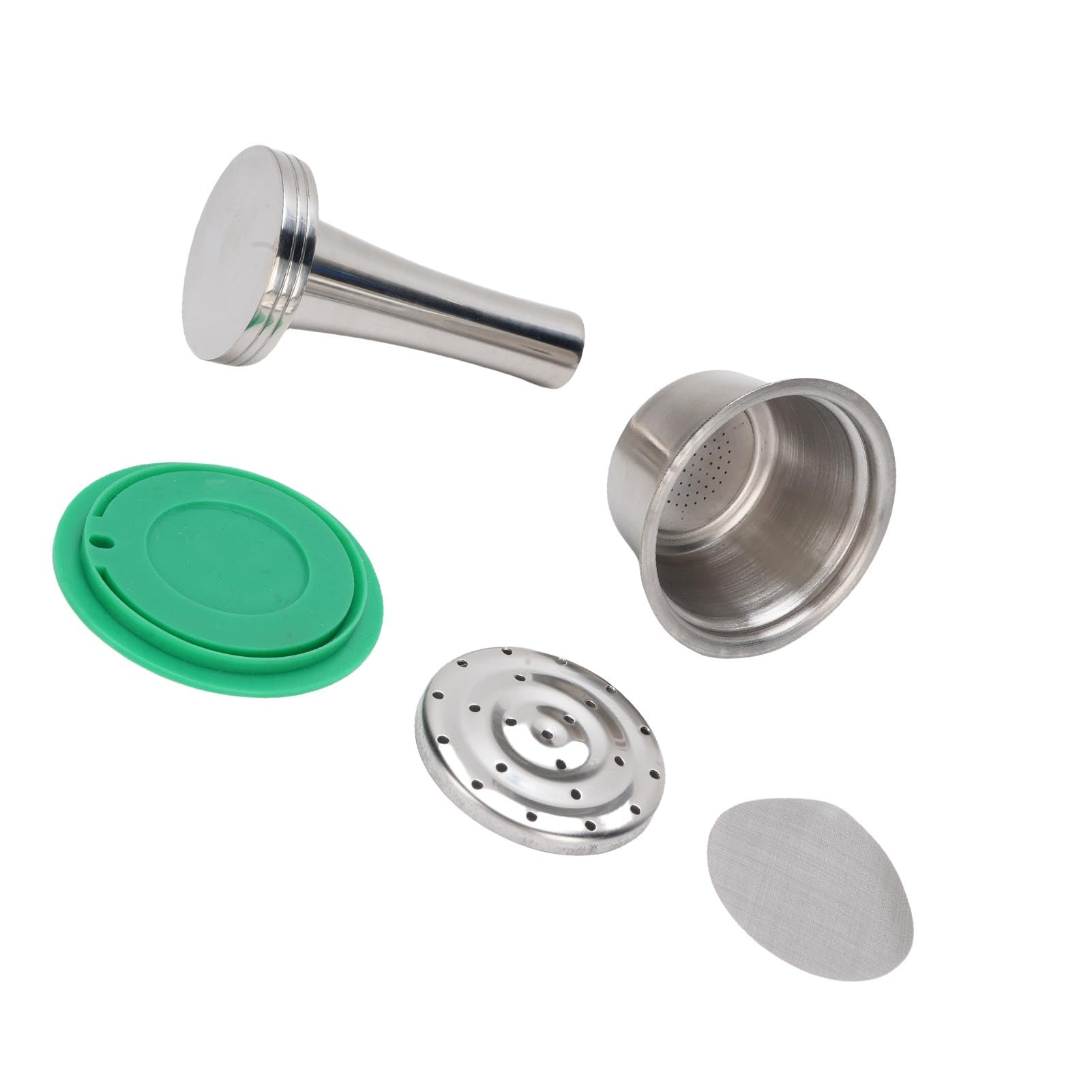 Naroote Cápsula de café con Cuchara de Manipulación de café, Cepillo, Suministros para Máquina de, Cápsula de Reutilizable de Acero Inoxidable, Taza de de para Uso en el Hogar y la Oficina