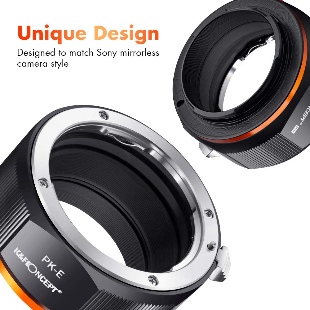 K&F CONCEPT M17105 PK-NEX Hochpräziser Adapterring Objektivadapter für Pentax PK K Mount Objektiv auf Sony NEX Alpha E-Mount Kamera
