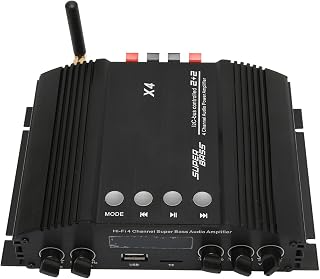 Receiver Power Amp, Amplifier 4CH Treble Bass Control for TV for Home Theater (US Plug)