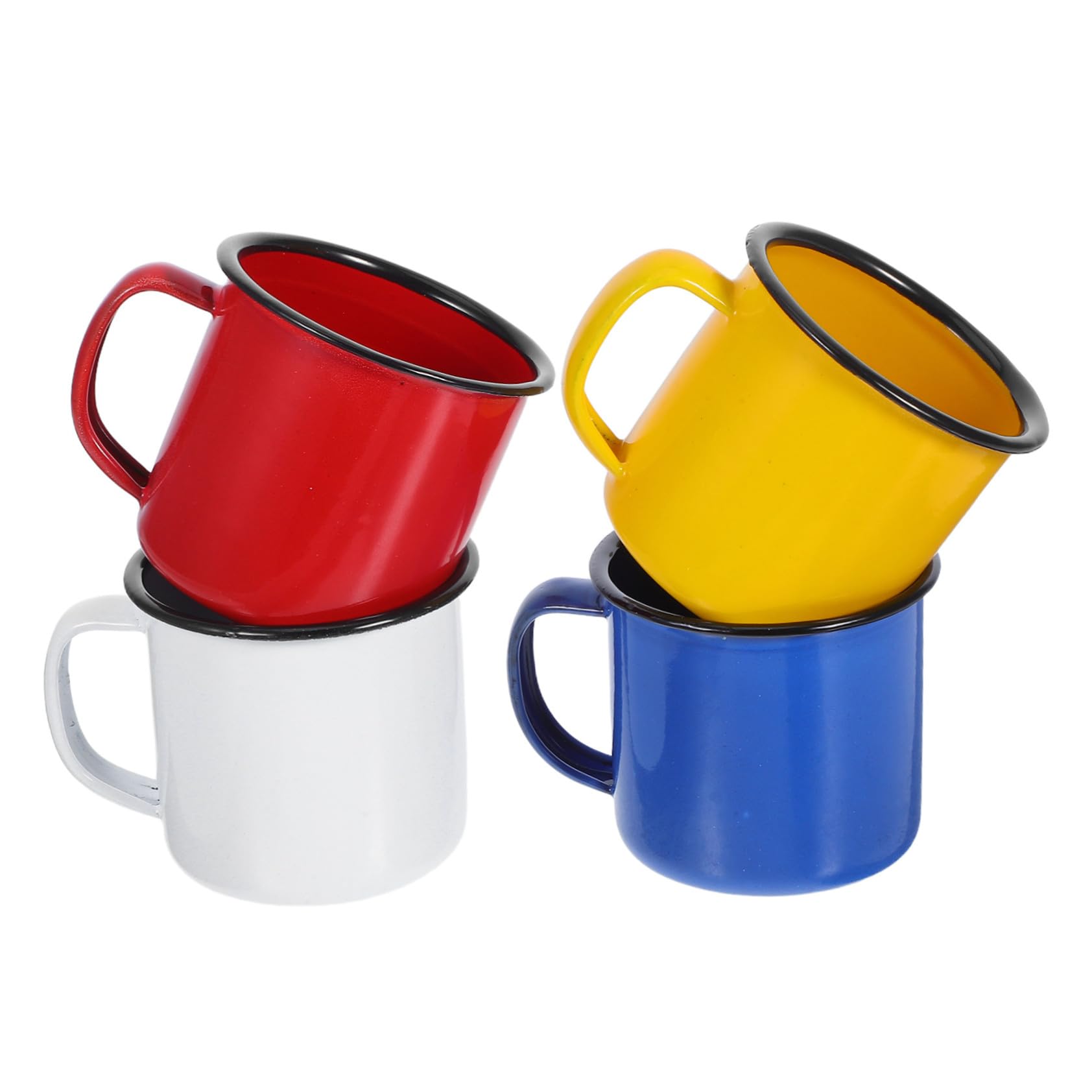 Diseño Simple y Fácil de Limpiar Vintage Juego de 4 Tazas Esmaltadas Material de Esmalte Resistente para Camping y Café Adecuado para Familias y Cafés