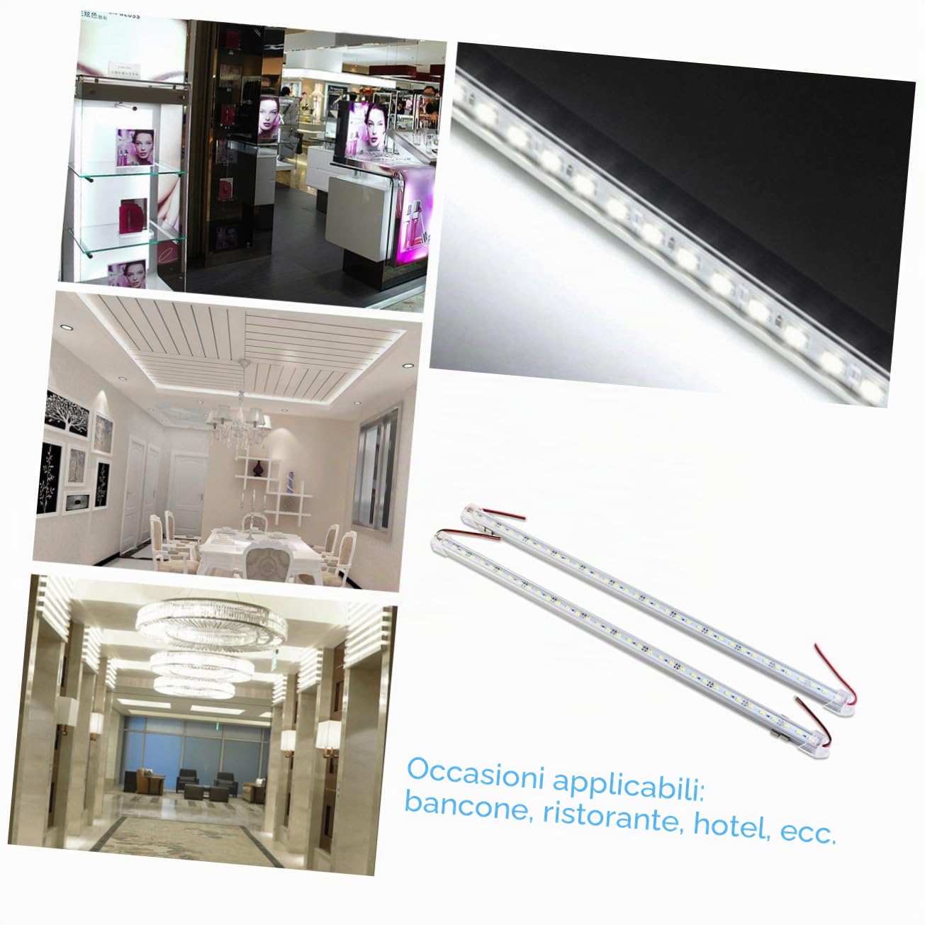 WINOMO - Barre luminose in alluminio rigido LED, impermeabilità IP65 12 V 50 cm [classe energetica A+], colore: Bianco (Confezione da 2)