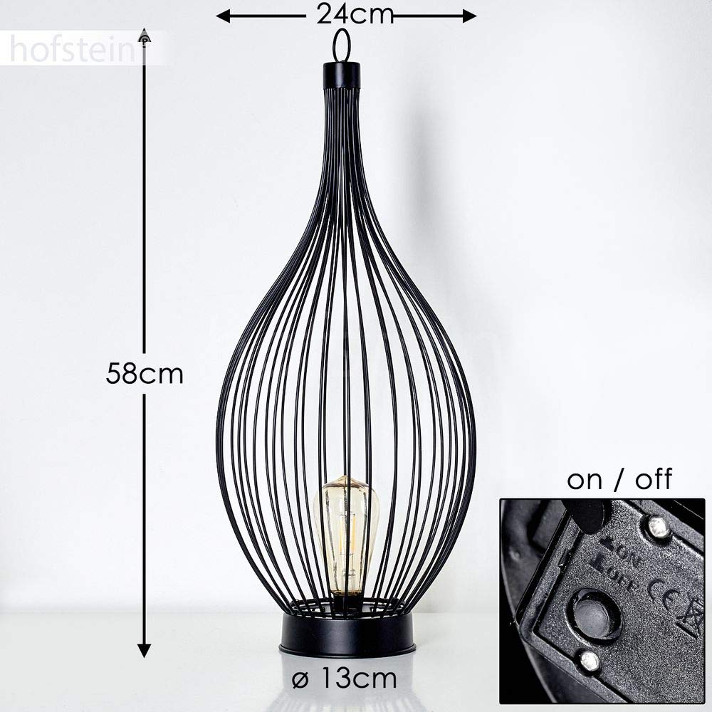 Lampe solaire LED Pasadena en métal noir avec interrupteur intégré, éclairage extérieur 6-8h