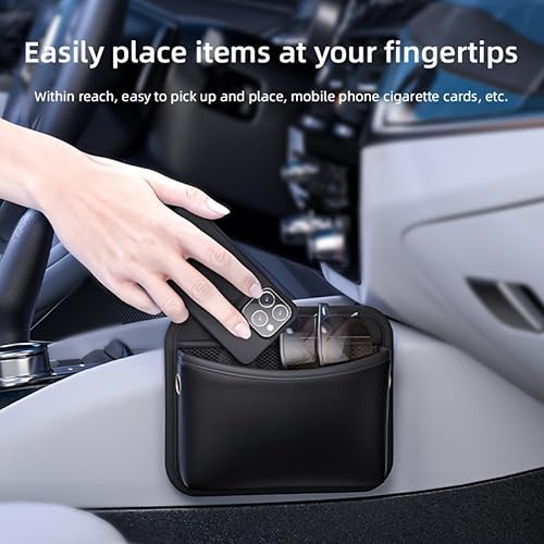 Miniatura 2 de Organizador de bolsillo lateral para asiento de automóvil, consola de puerta automática de piel sintética, mini bolsa de almacenamiento para llaves,