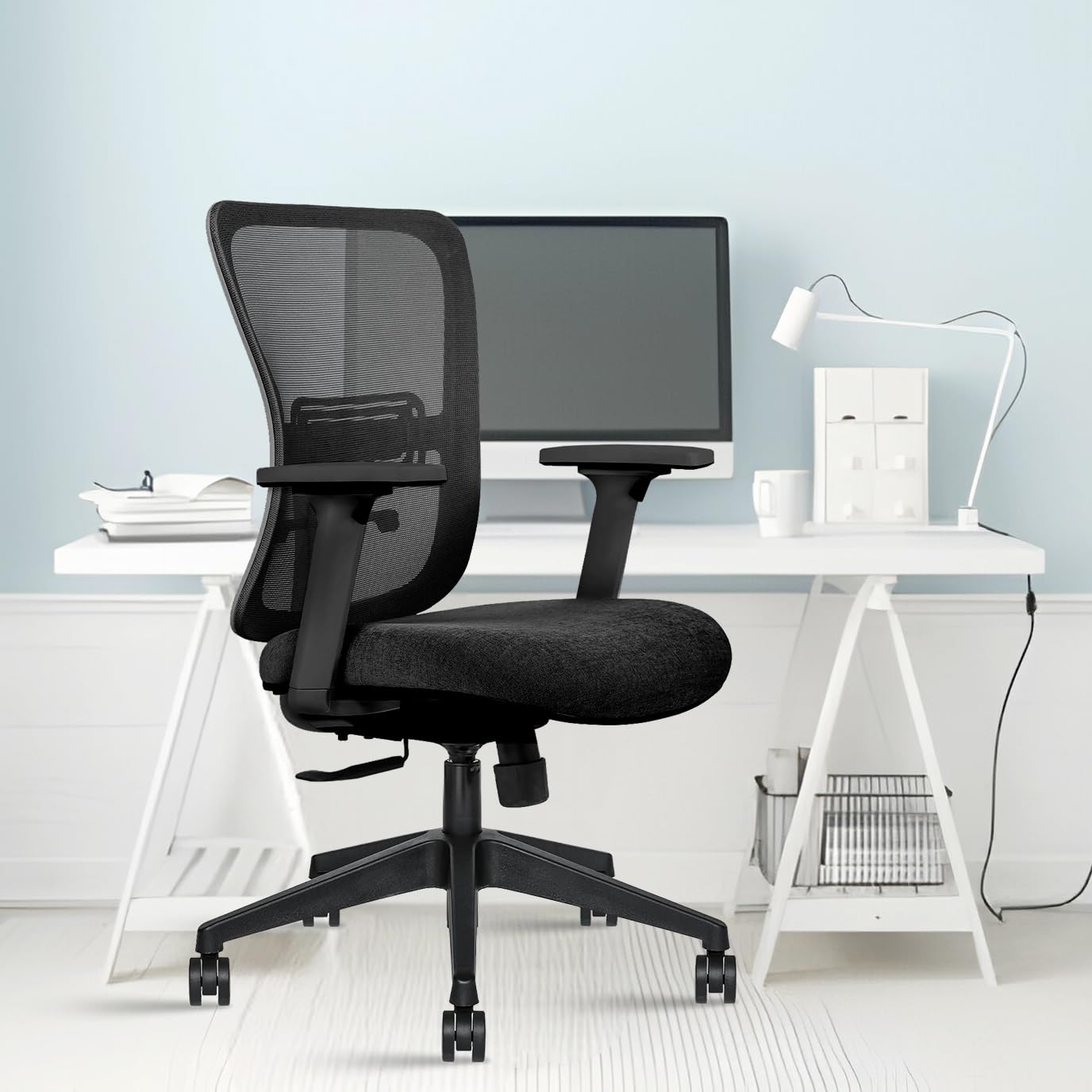 ROSE® Milan Mesh Mid - Back Ergonomic Office Chair | Study Chair | Revolving Chair | Computer Chair | Work from Home (Black)
