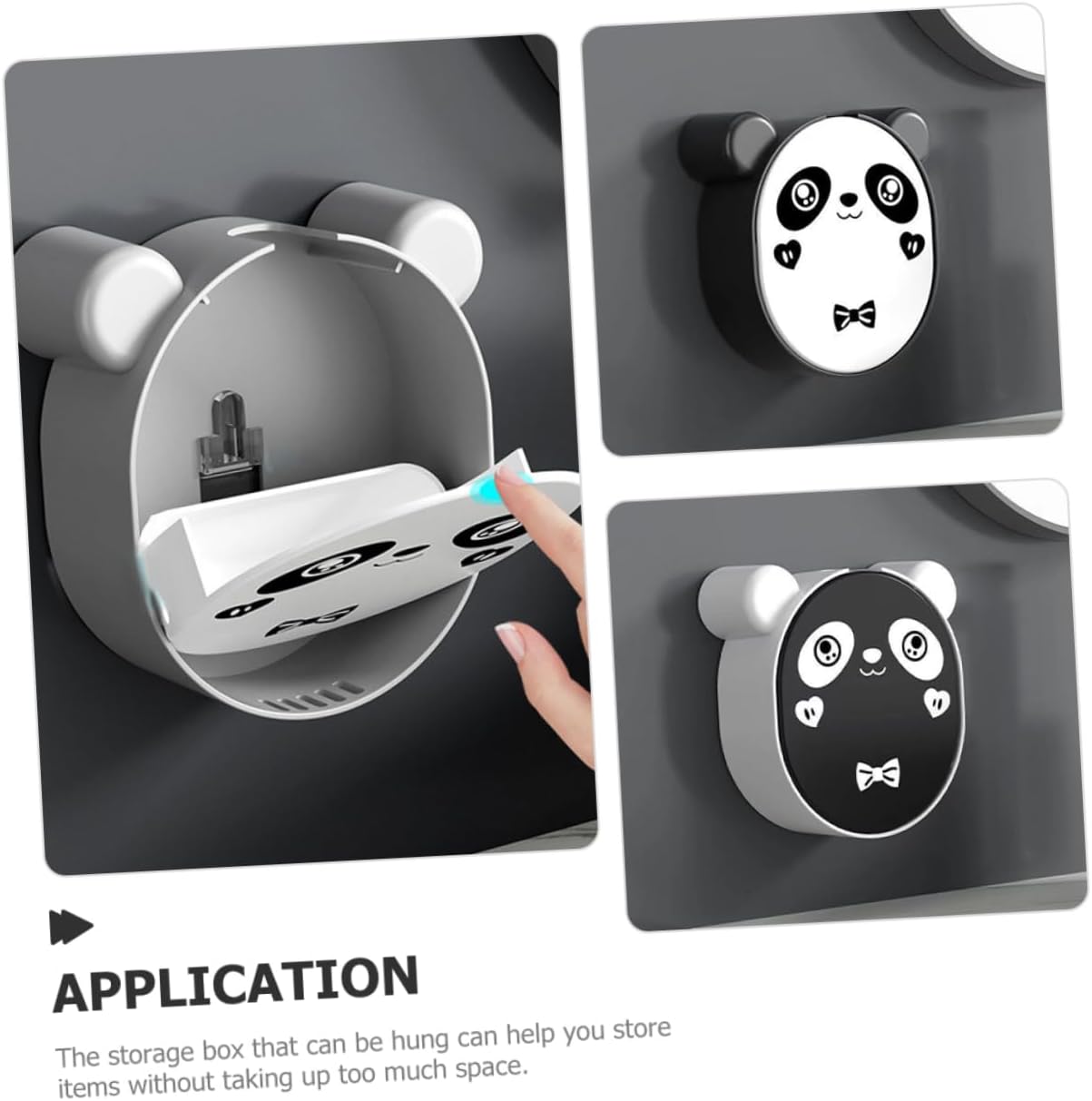 2pcs Cartoon Panda Wall Mounted Soap Dishes, No Drill PP
