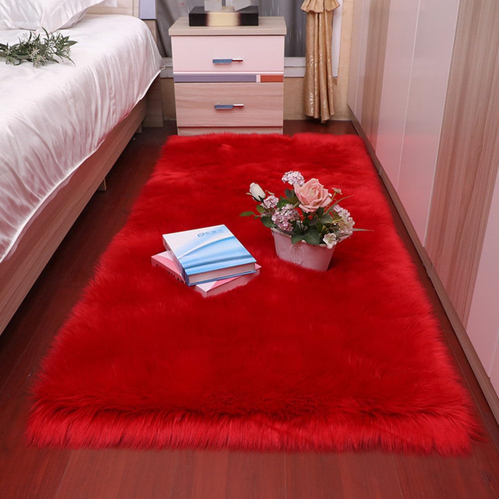 Tapis de sol salon blanc poilu 120x160cm pour chambre et canapé 5696