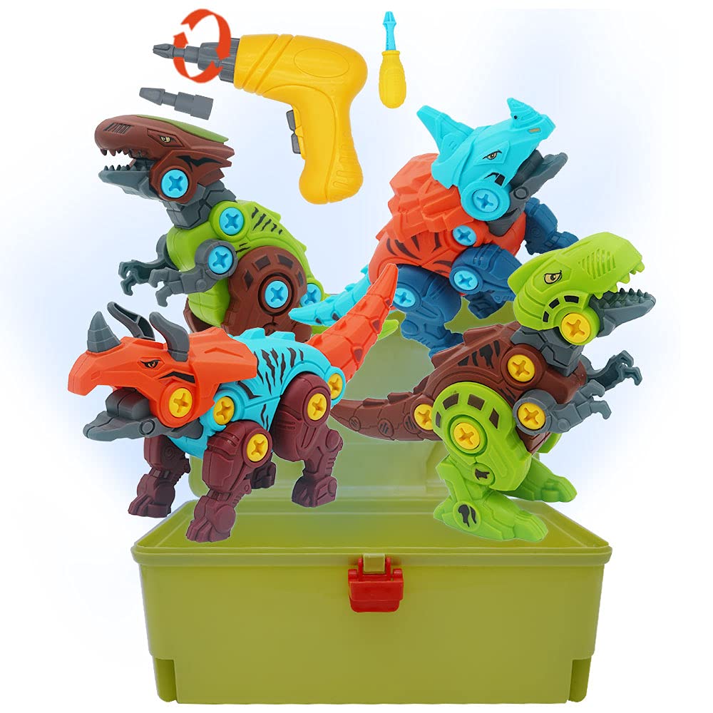 TOYSCOG DIY Take Apart Dinosaur Electric Drill Toy | STEM Educational Construction Dinosaur Toy | 3 4 5 Year Old Boys and Girls