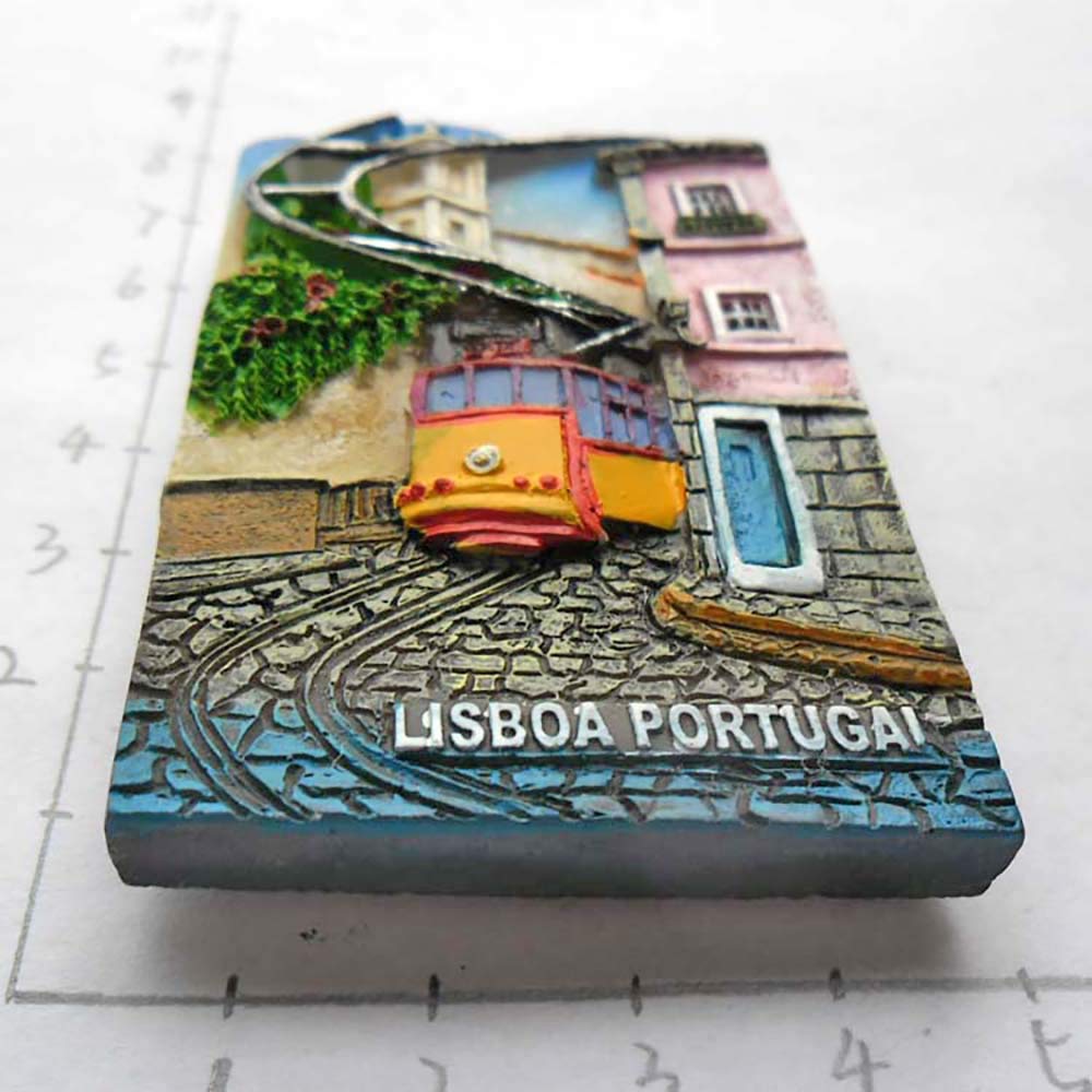 Wedare Magnete Frigorifero 3D Lisbona Portogallo - Tram Souvenir 8x5 Cm, Resina