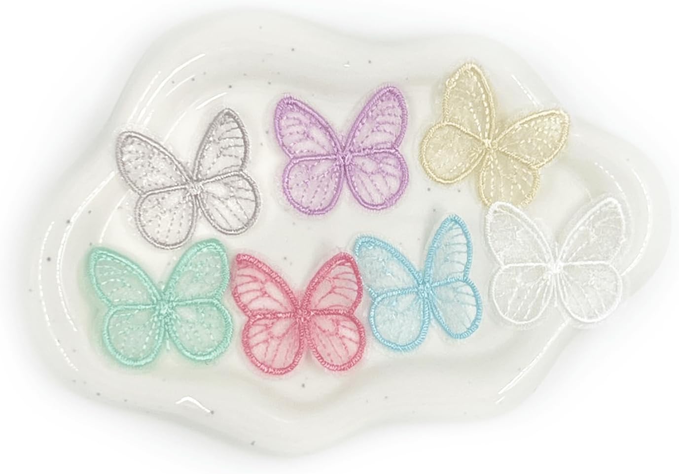 160PCS Butterfly Lace Organza Patches, Butterfly Shaped Embroidered Patch Applique, Colorful Butterflies Sew on Fabric, Patches for Clothes Hair Clip Wedding Bridal Dress DIY Sewing Craft Decoration