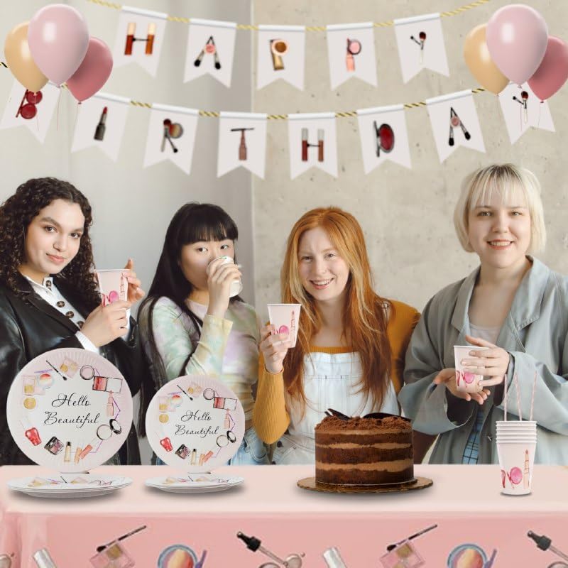 Miniatura 4 de BFF Party Suppliers Set 16 Personas Maquillaje Fiesta de Cumpleaños Suministros Spa Fiesta Suministros para Niñas Maquillaje Tema Decoración de