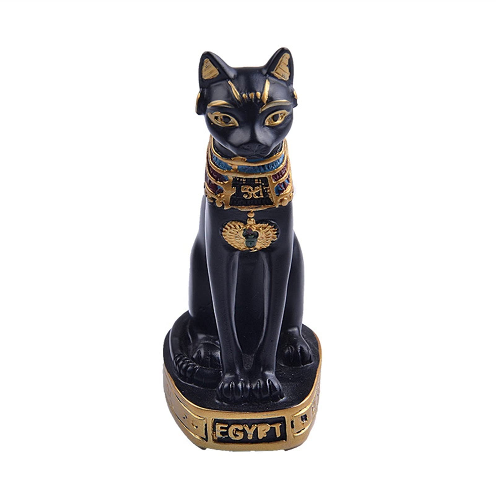 XXXXW Garden Sculpture Cat Figurine Statue Decoration Vintage Cat Goddess Bastet Statue Home Garden Gardening Gifts (Color : Black)