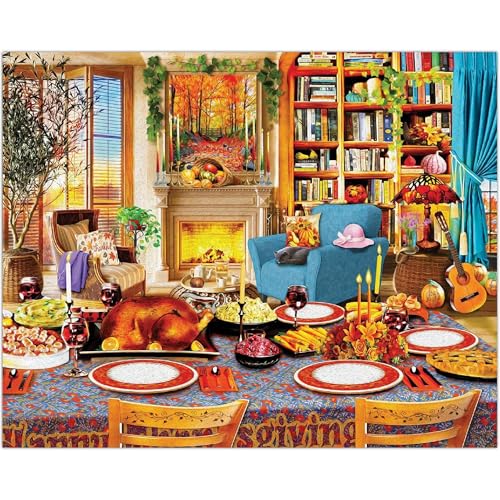 Puzzle de 1000 piezas White Mountain - Otoño y Día de Acción de Gracias, piezas grandes para adultos y familia, 24x30 pulgadas miniatura 1