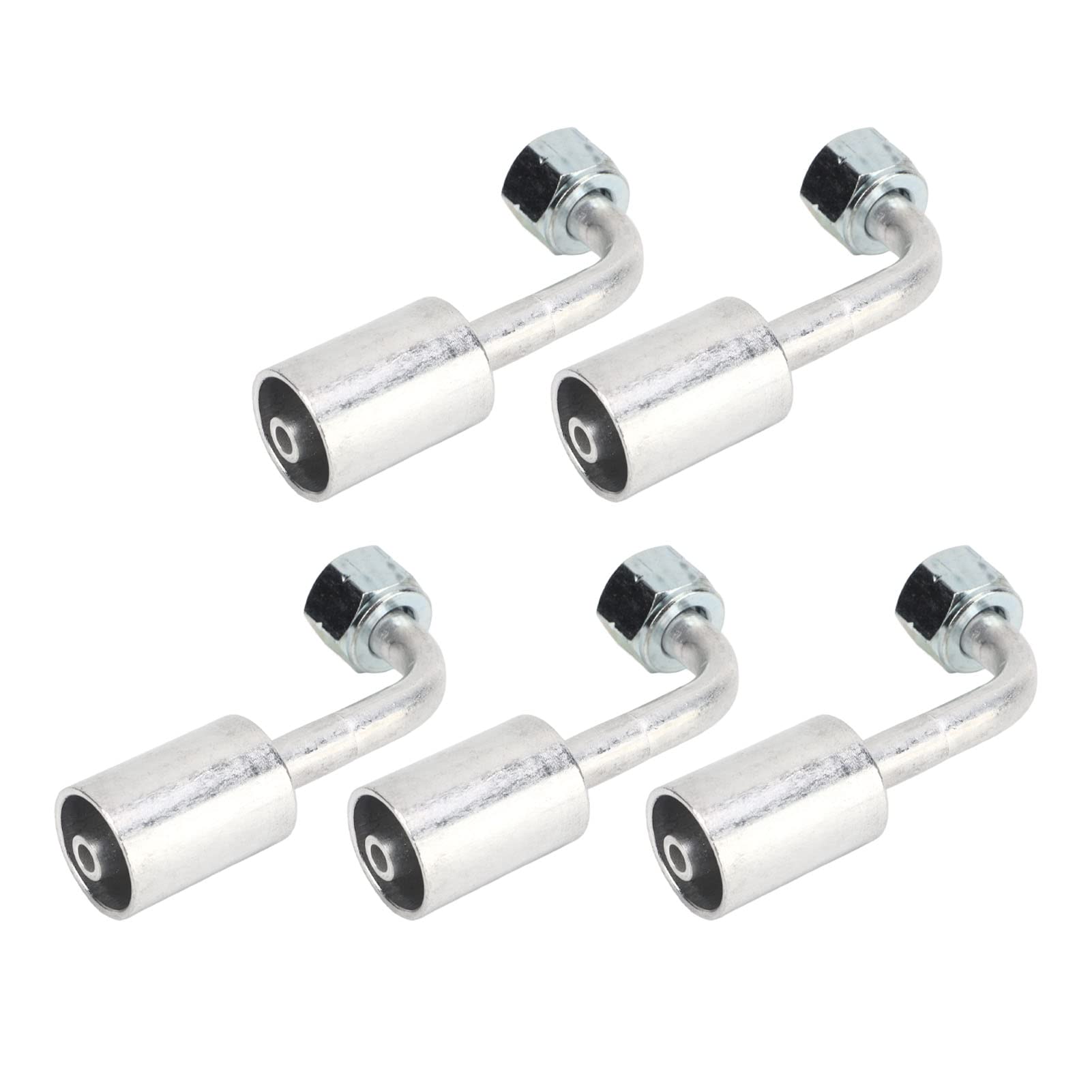 10 Pcs Crimp AC Fitting,90 Degree Auto Air Conditioner Crimp Fitting for 3/8" Hose