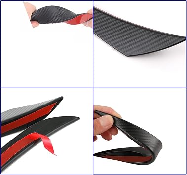 Universal Car Spoiler Canards Kit Front Bumper Lip Splitter, 6pcs Car Exterior Soft Fins Auto Body Anti Collision Strip Decal Sticker (Black)
