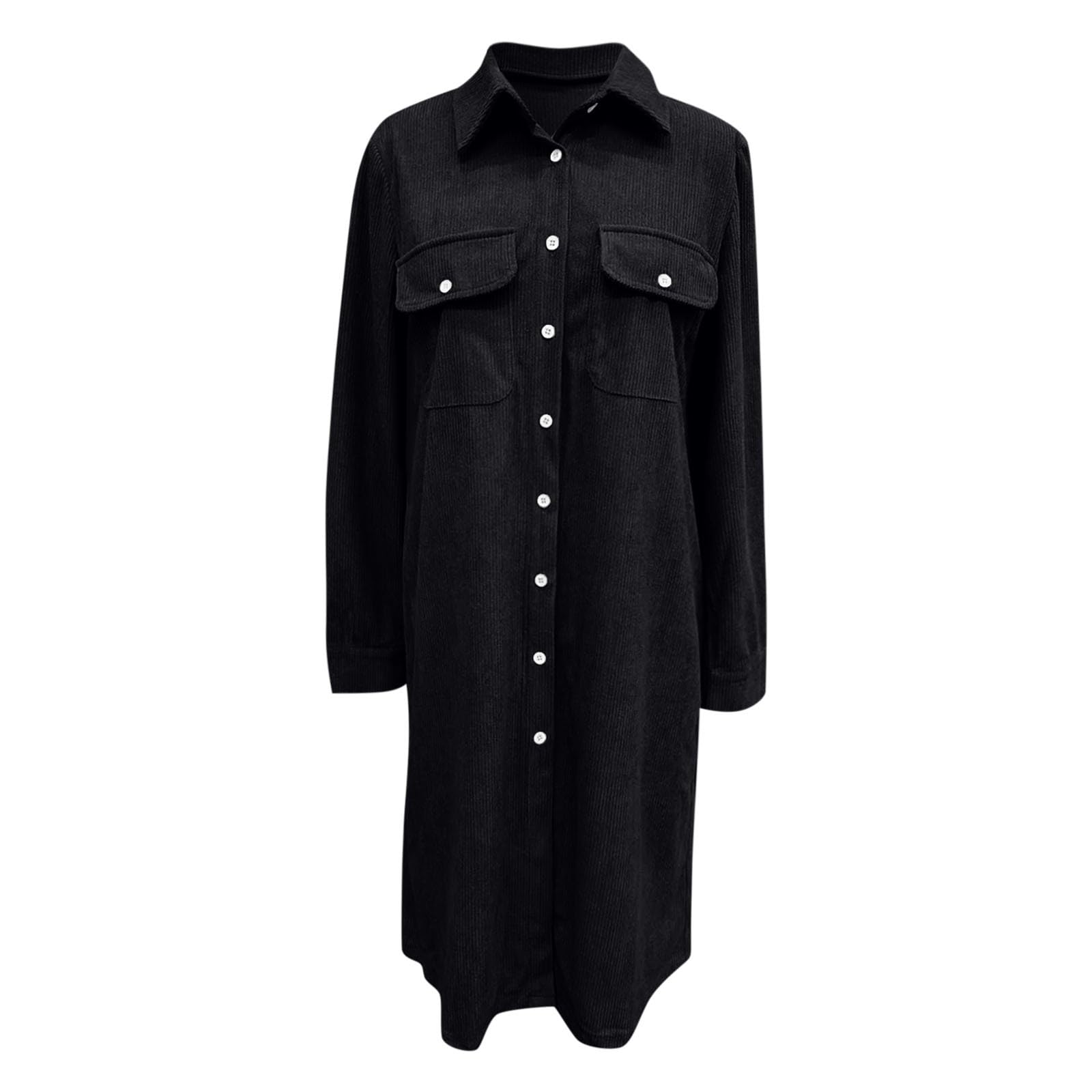 2026 Chemise Ample en Velours côtelé Manches Longues col V boutonné Longueur pour Femmes Tenue décontractée Quotidienne élégante et Confortable idéale pour l’Automne Hiver