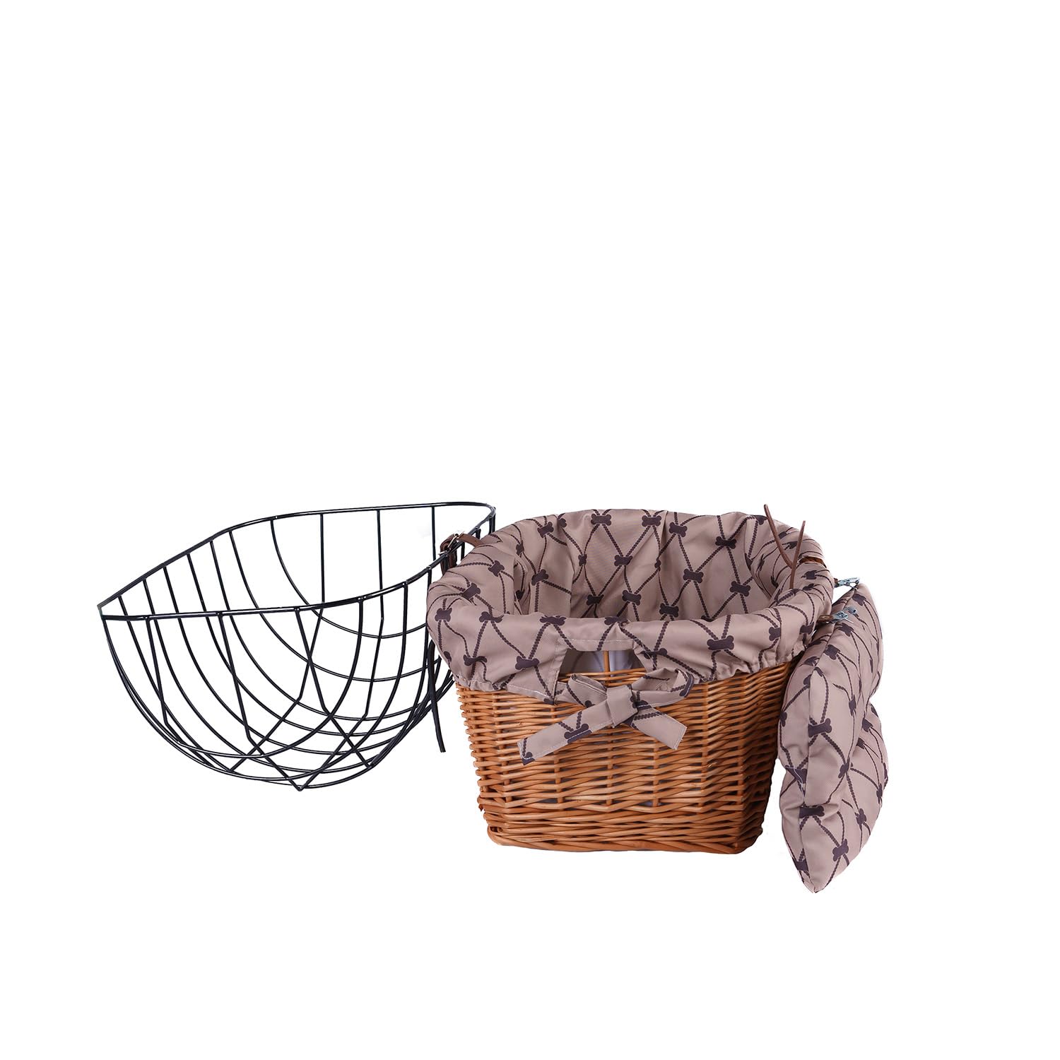 e-wicker24 Panier vélo avec Grille de Protection, Panier pour Chien ou Chat, Panier De Transport,Spécial Vélo (Naturel_Beige)