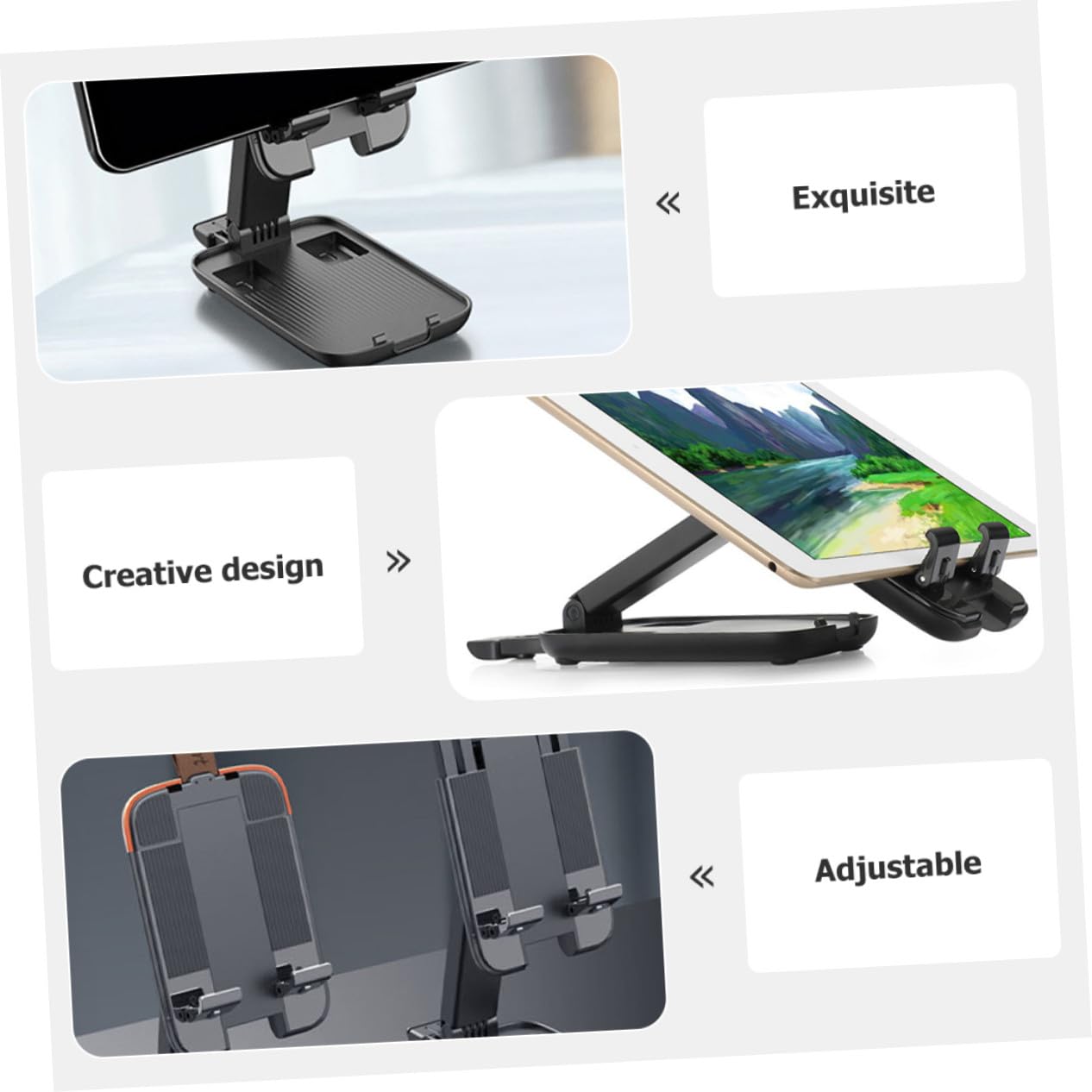 Supporto Telefono da Scrivania Pieghevole Regolabile in Altezza e Angolo Stabile per Camera Compatibile con Smartphone e Tablet