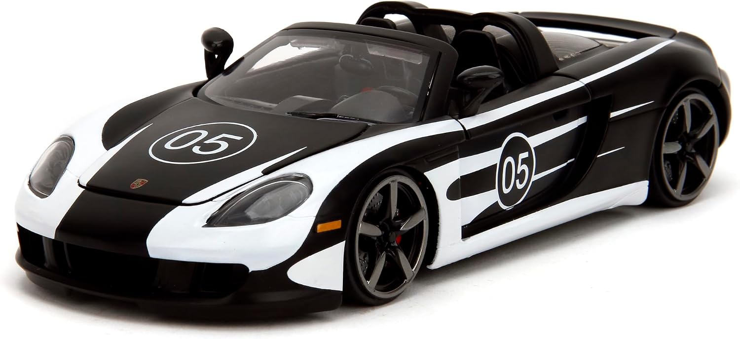 Hyper-Spec 1:24 2005 Porsche Carrera GT Die-Cast Car, Toys for Kids and Adults(Black/White)