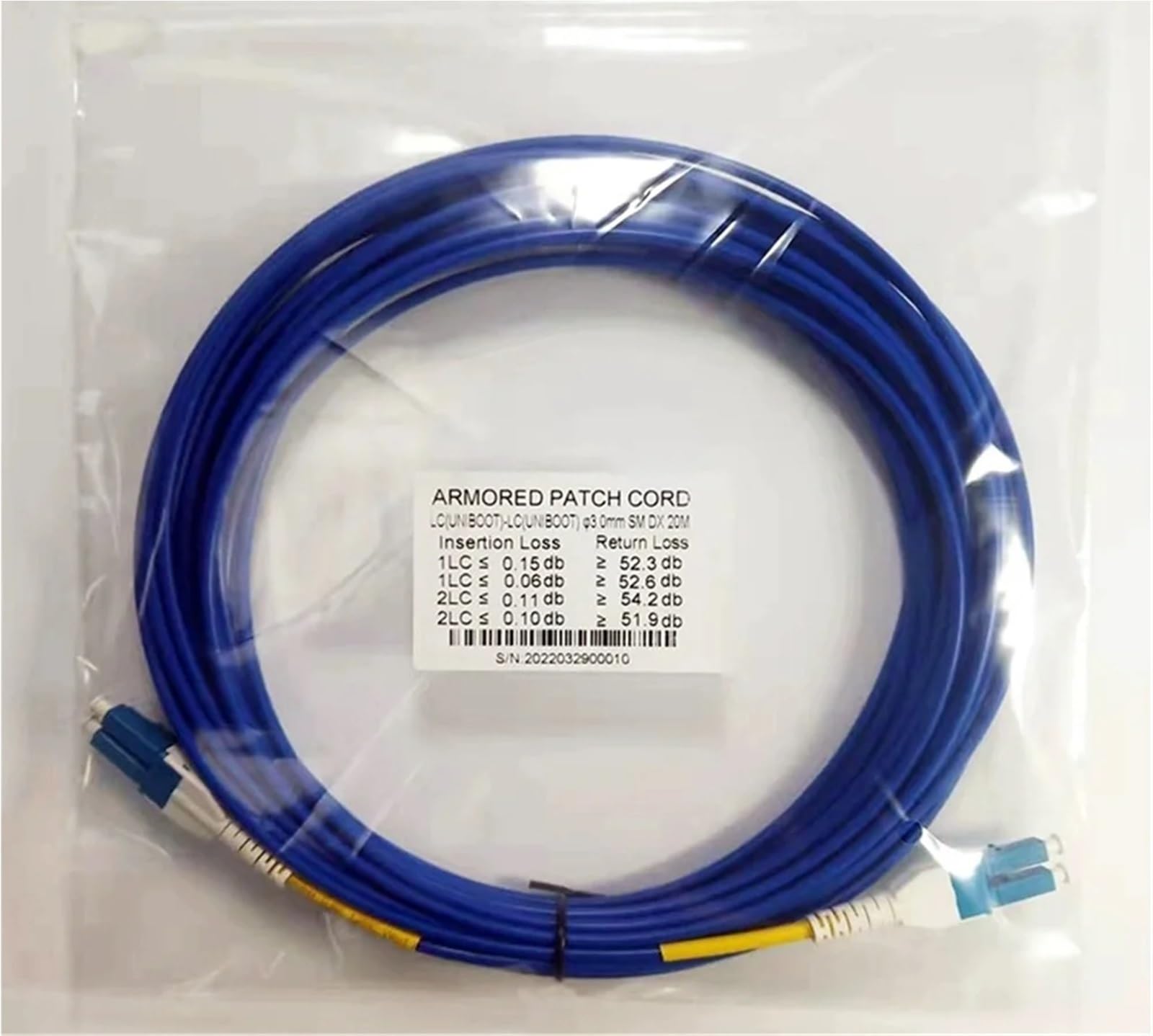 Cavo Patch Uniboot-LC 1-500M corazzato 2 Core Ottico 100m 50m 150m 200m 2C monomodale SM Cavo Jumper ftth 2 Fibre Blu LC-LC(30m 1pc)