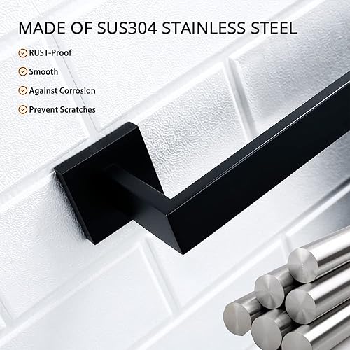 Miniatura 6 de BANOLUX - Toallero individual de 22 pulgadas para baño, toallero para baño, montado en la pared, soporte para toallas de mano SUS304, organizador