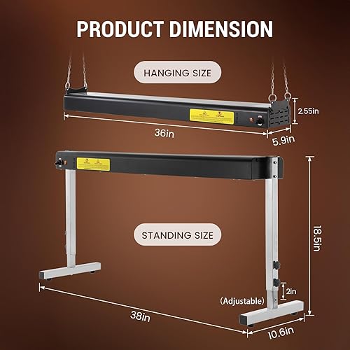 Miniatura 4 de Lámpara de calor de alimentos de 36 pulgadas, calentador de alimentos comercial de 1000 W, calentador de tiras eléctricas, lámpara de calefacción de