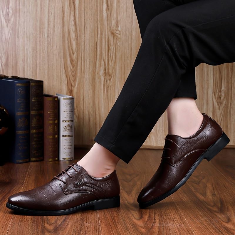 Men's Faux Patent Leather Oxford Shoes Tuxedo Dress Classic Lace-Up Business Formal Comfortable Slip3