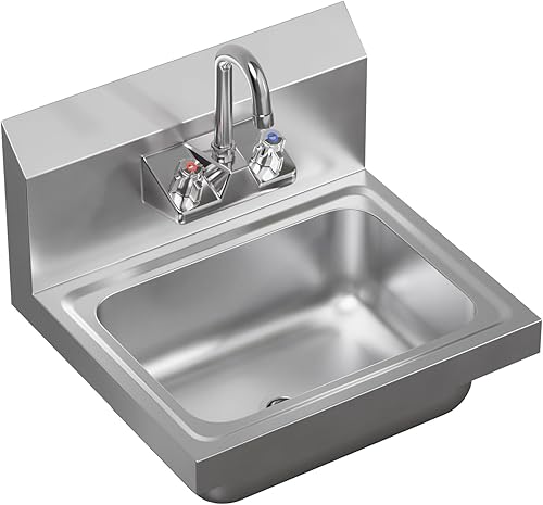 Miniatura 8 de AmGood Fregadero de mano montado en la pared con grifo de cuello de cisne | 17" x 15"