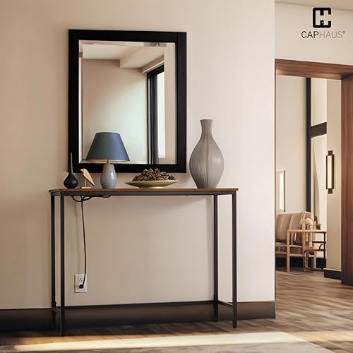 Miniatura 8 de CAPHAUS Mesa consola clásica de 41 pulgadas con 2 tomas, puertos USB y tipo C para entrada, moderno sofá de entrada de aperitivos con estación de