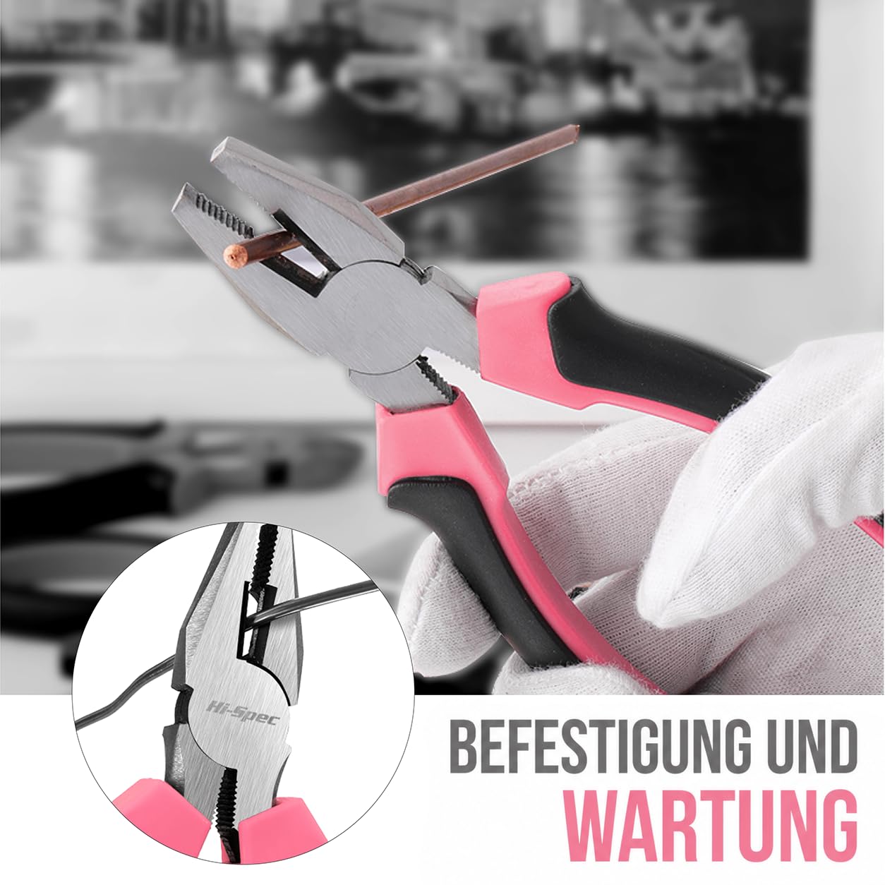 Hi-Spec 24-tlg. Kleiner Werkzeugkoffer für Frauen – Rosa-Mini-Werkzeug-Set mit Hammer und Schraubenzieher Set. Pinke Werkzeugbox ideal für WG-Zimmer und unterwegs