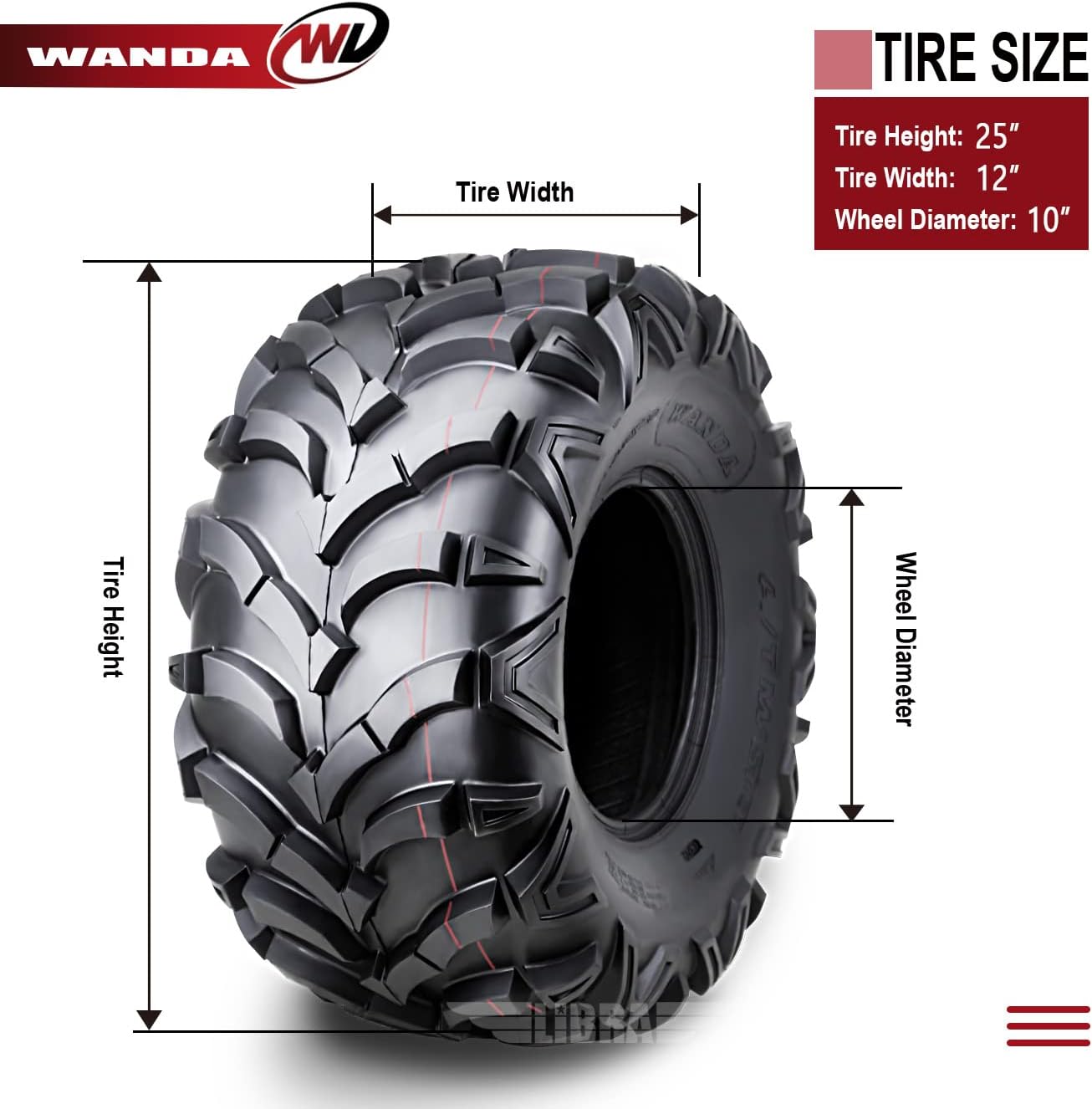 Honda Recon 250 Tires One WANDA Sport ATV Tire 22X7-11 22X7X11 4PR GNCC Racing Tires 10370 For Honda Recon 250 Suzuki Ozark 250 – Libra Trailer Parts 22x8x10 Atv Tires - Foto 3
