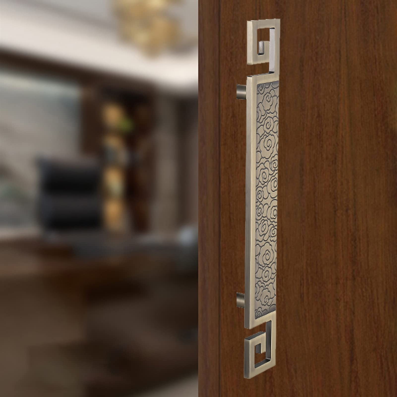 Poignée de porte de grange double face en métal noir pour porte coulissante de box et abri