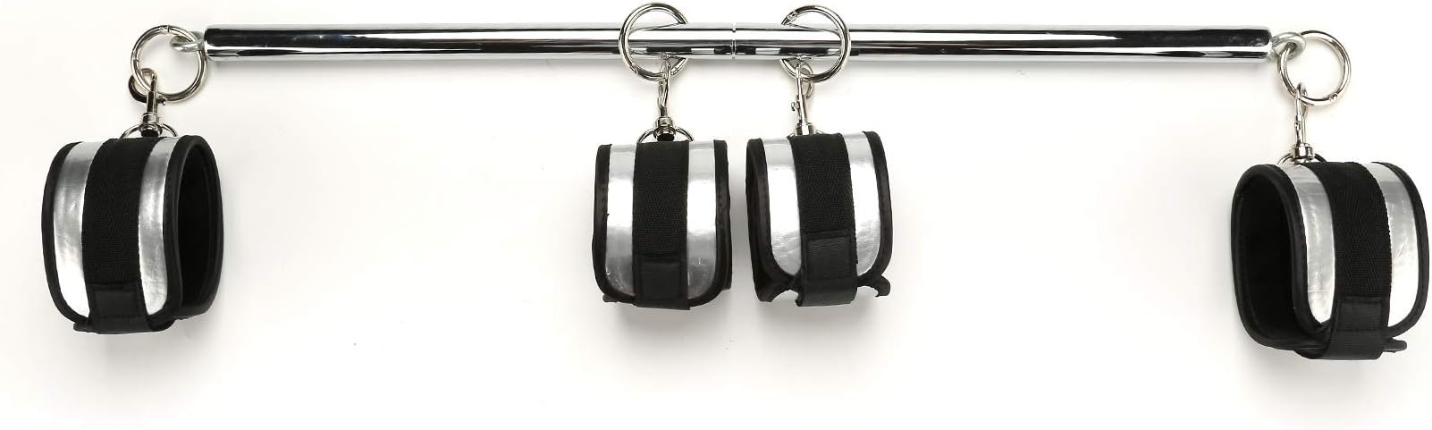 Silver Adjustable Spreader Bar with 4 PU Grey Kit Sports Aid Training Fitness Gear Resistance Band Bar (Silver+PU Grey Kit)