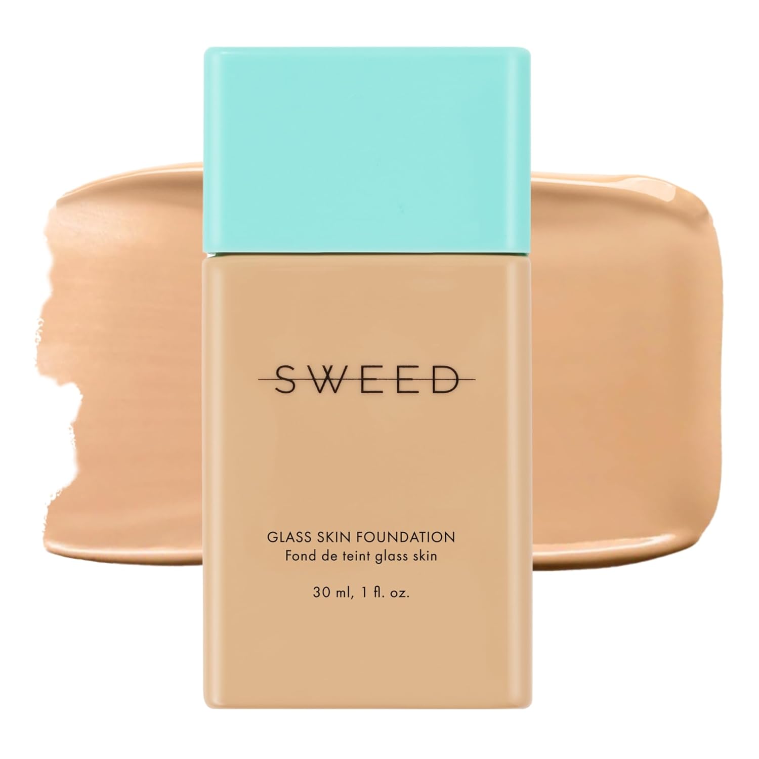 SWEED - Glass Skin Foundation | Long-Lasting Fluid Formula | Hydrate, Moisturize, Lift, Plump, Protect | Vegan, Cruelty-Free, Clean Beauty (08 MEDIUM W)