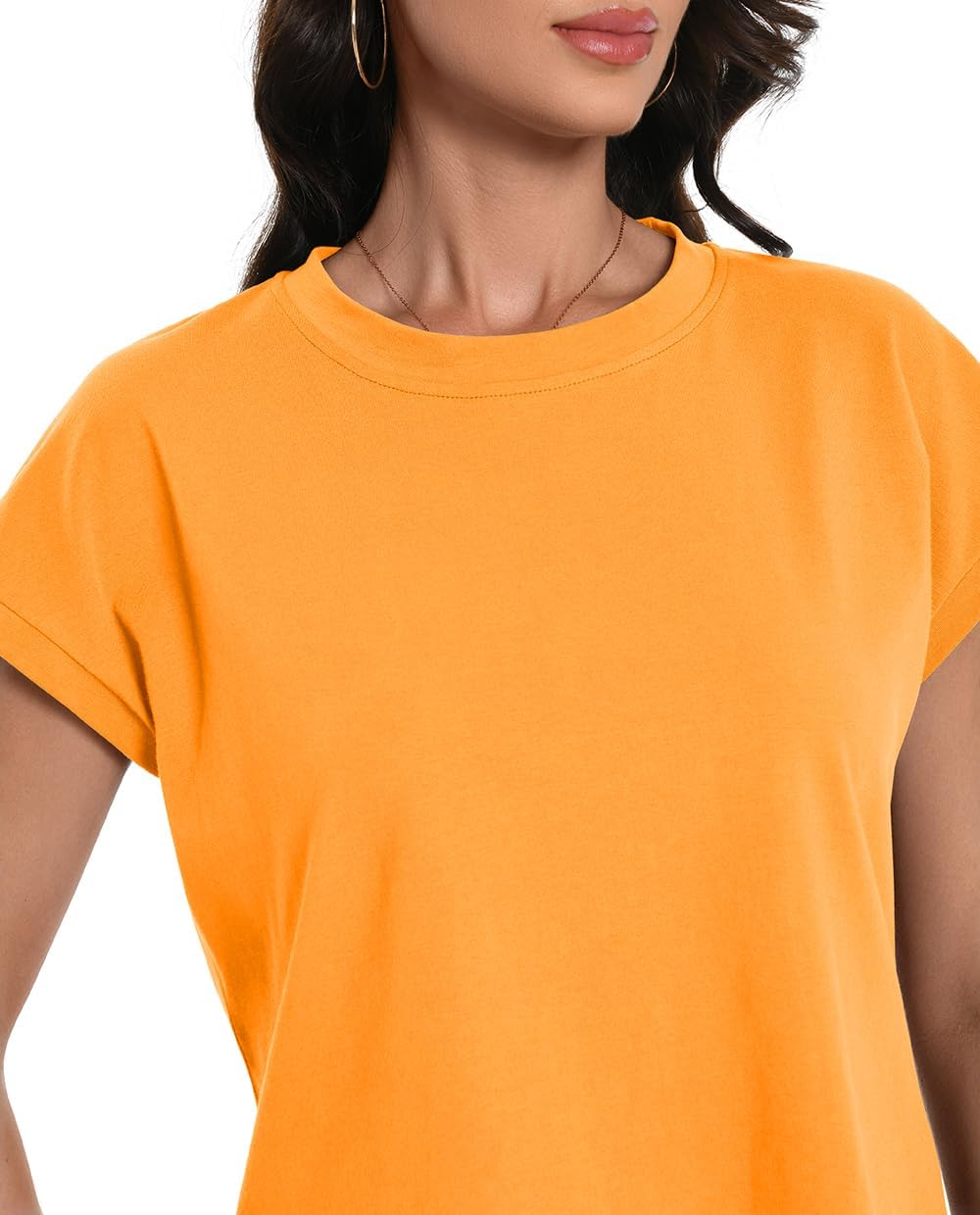 Womens Crop Tops Cap Sleeve Cotton T Shirts Crewneck Loose Fit Trendy Tee Summer Workout Tops 2025 - Image 6