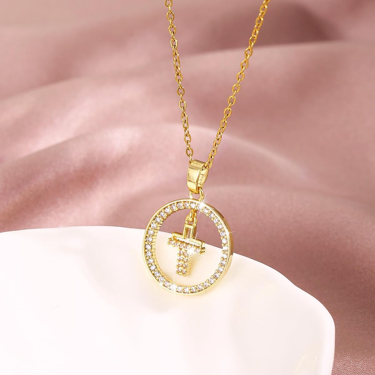 Diamond Cross Pendant Gold Necklace for Women in 14K Plated - Dainty God Lords Prayer Religious Cross Jewelry Gifts for Women - Image 2