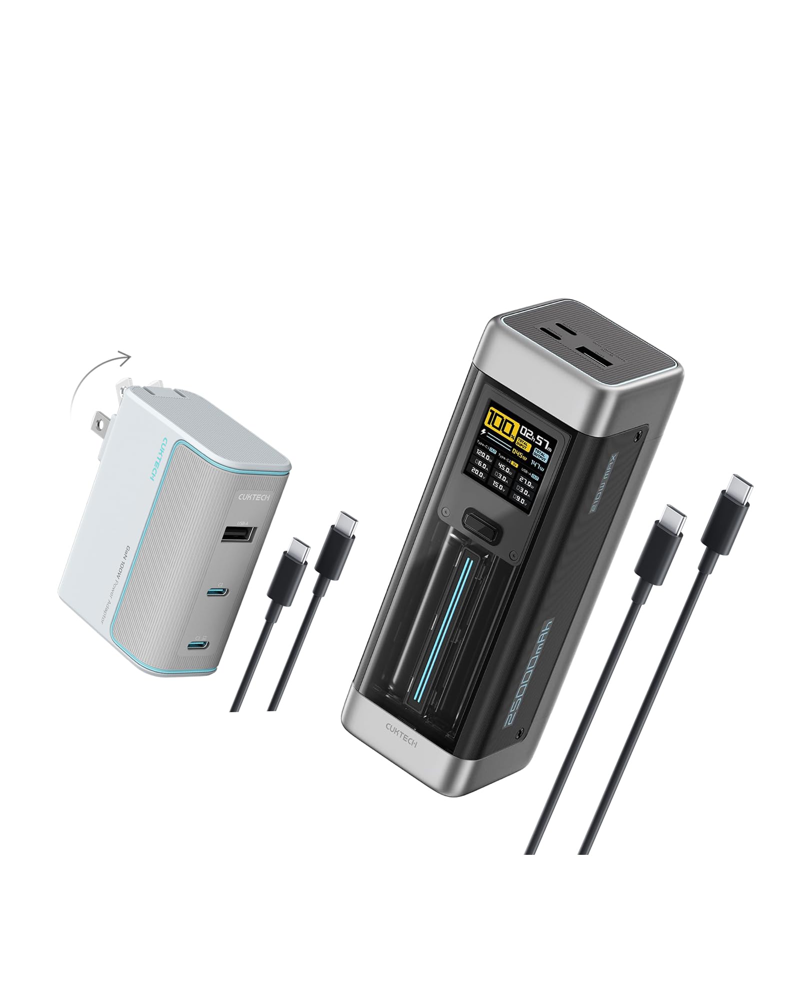CUKTECH NO 20 140W 25000mAh Power Bank 100W USB C 3-Port Charger Combo Multi-Device Fast Charging Portable Laptop
